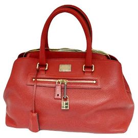 Dolce & Gabbana Sac cabas à épaule en cuir rouge classique plaqué or Rouge