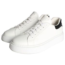 Prada Triangle Logo Leather Sneakers White White