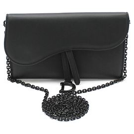 Dior Borsa a tracolla WOC Saddle in pelle nera opaca Nero