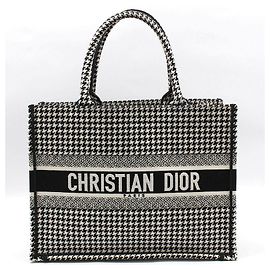 Dior Houndstooth Book Tote Tasche Medium Weiß