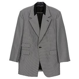 Louis Vuitton Black and White Check Polyester Blend Oversized Blazer White