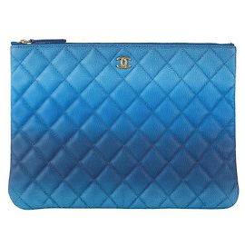 Chanel Pochette Caviar Dorée New Medium Gradient Blue Bleu