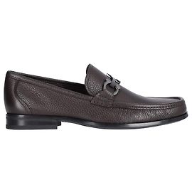 Salvatore Ferragamo Refurbished Size Gancini Flat Loafers Dunkelbraun Braun