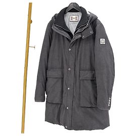 Moncler Gamma Blue Kapuzen-Steppjacke lang Grau Braun