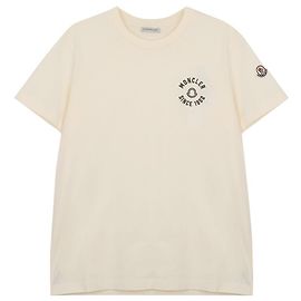 Moncler T-shirt en coton avec logo brodé Blanc