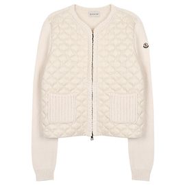 Moncler Cardigan acolchoado com padrão geométrico e fecho de correr Branco