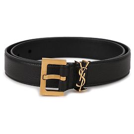 Saint Laurent Cinto Cassandra com fivela quadrada Preto
