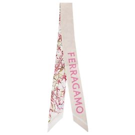 Salvatore Ferragamo Lenço de seda estampado LIGHT BALLET PINK+IVORY Branco