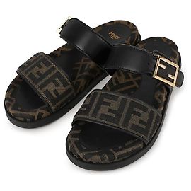 Fendi Chinelos de jacquard com logótipo Marrom