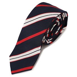Thom Browne Corbata de rayas con punta de pico Azul