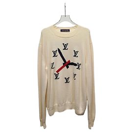 Louis Vuitton Ivory Clock Intarsia Pullover Knit White