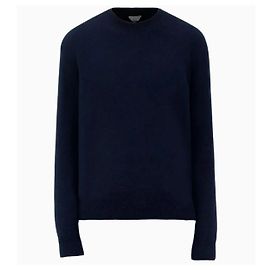 Bottega Veneta Kaschmirpullover mit Intrecciato-Lederpatch Blau