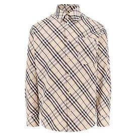 Burberry Camisa de algodão xadrez com ajuste relaxado Branco
