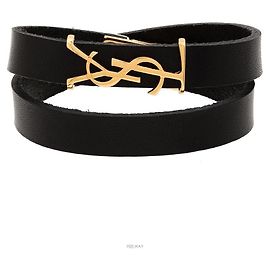 Saint Laurent Bracciale doppio con monogramma dorato Multicolore