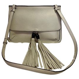 Gucci Bolsa de aba em couro marfim com borla de bambu Branco
