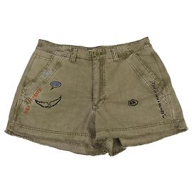 Zadig & Voltaire Shorts cáqui para mulher com patch estampado Marrom
