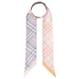 Burberry Lenço skinny de seda xadrez para mulher Multicor