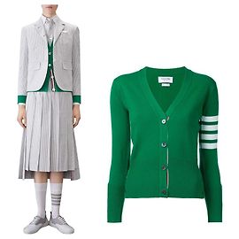 Thom Browne Klassischer Kaschmir-Cardigan Grün
