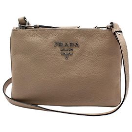 Prada Borsa a tracolla Vitello Phoenix Rosa Beige Marrone