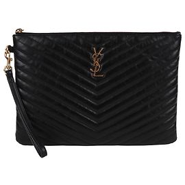 Saint Laurent Clutch Medium Matelassé Oro Nero