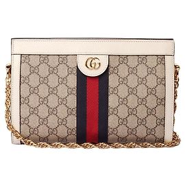 Gucci Bolsa de ombro GG Supreme Ophidia com corrente Laranja
