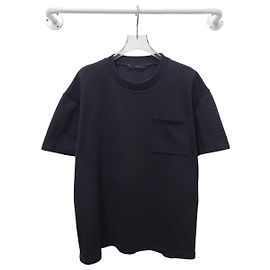 Louis Vuitton Schwarzes T-Shirt aus Piqué-Baumwolle mit Monogramm-Tasche Schwarz