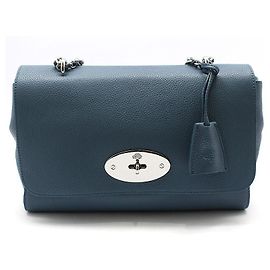 Mulberry Borsa a tracolla a spalla Lily in pelle blu, taglia Medium, argento Blu