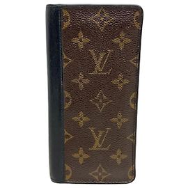 Louis Vuitton Cartera Larga Monogram Canvas Macassar Brazza Plata
