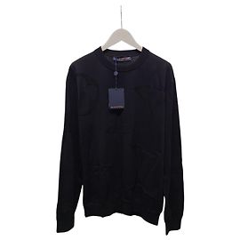 Louis Vuitton Black Tonal Monogram Long Sleeve Cotton Crewneck Black