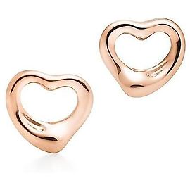 Tiffany & Co Pendientes de botón Open Heart Rose Gold Naranja