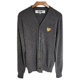 Comme Des Garcons Charcoal Gold Patch Herren-Cardigan Braun