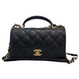 Gucci Mini Caviar Flap Top Handle Preto