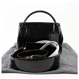 Thom Browne Large Black Leather Three Strap Tote and Shoulder Bag Black