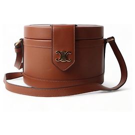 Céline Bolsa transversal Triomphe em couro de bezerro natural Tambour Medium Vermelho