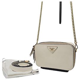 Prada Saffiano Odette Chain Belt Bag White