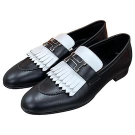 Hermès Mocassin Royal Bicolore Noir Blanc Argent Multicolore