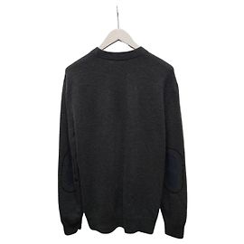 Hermès Pull en maille cachemire avec empiècements aux coudes, couleur Charcoal Marron
