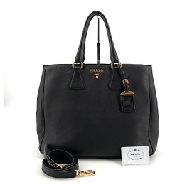 Prada Borsa Tote e Borsa a Spalla Vitello Nero