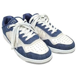 Dior Low-Top-Sneaker Galaxy aus weiß-blauem Denim mit Oblique-Muster Blau
