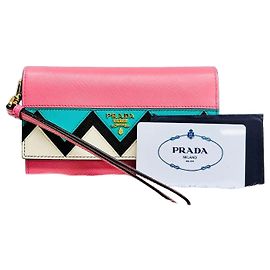 Prada Limited Edition Saffiano Grigio Pink Medium Wallet Pink