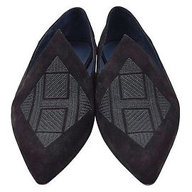 Hermès Suede Flat Shoes Black