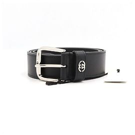 Gucci Interlocking Detail Silver Buckle Men's Belt Black