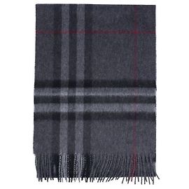 Burberry Sciarpa in cashmere con frange Check Nero