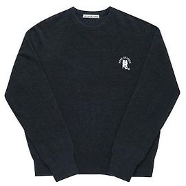 Acne Strickware Dunkelblau Melange mit gesticktem Logo für Herren Schwarz