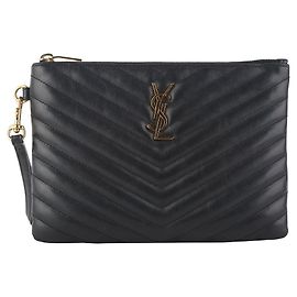 Saint Laurent Clutch pequeña acolchada Negro