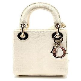 Dior Bolsa Christian Lizard Lady Mini Branco