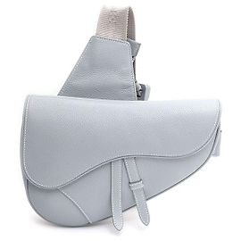 Dior Bolsa transversal saddle em couro de bezerro granulado Azul