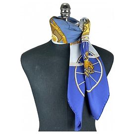 Hermès Sciarpa in seta blu primavera Blu