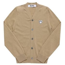 Comme Des Garcons Cardigan Play White Heart Patch Wool Herren Cardigan Orange