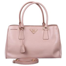 Prada Borsa a Spalla Saffiano Beige Chiaro Medium Marrone